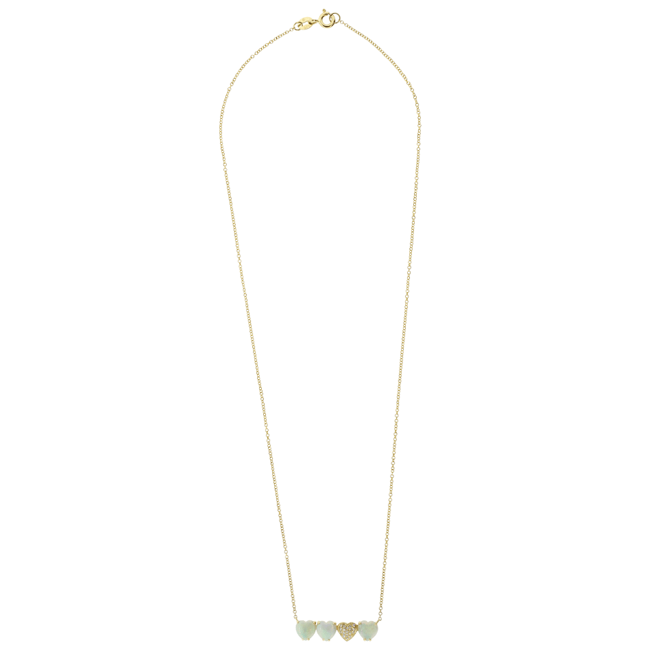 DANA REBECCA DESIGNS-Opal And Diamond Pave Heart Necklace-YELLOW GOLD