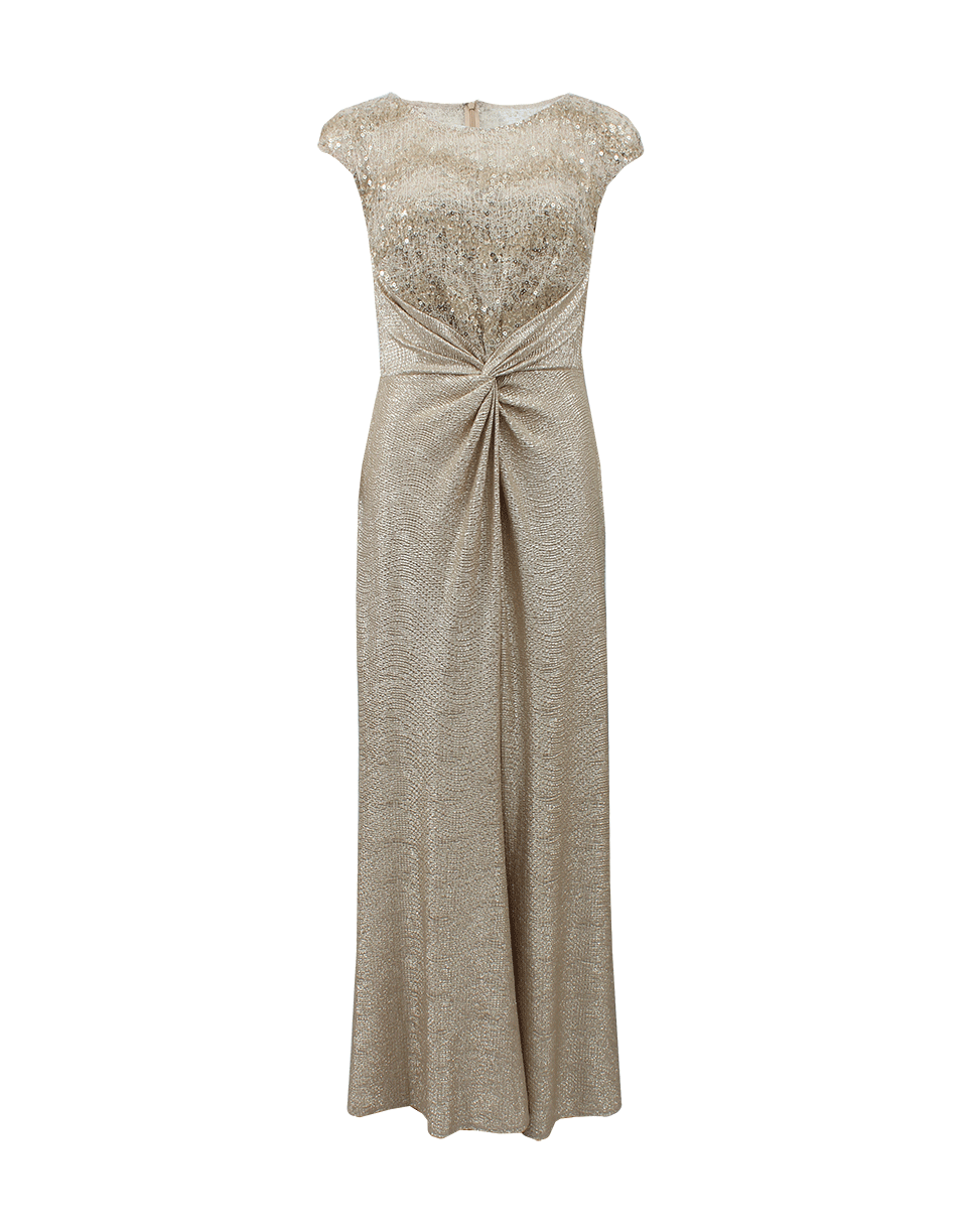 David Meister Metallic Lace Gown