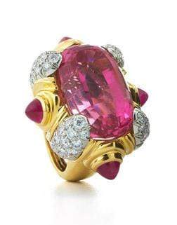 DAVID WEBB-Couture Tourmaline Ruby and Diamond Ring-YELLOW GOLD