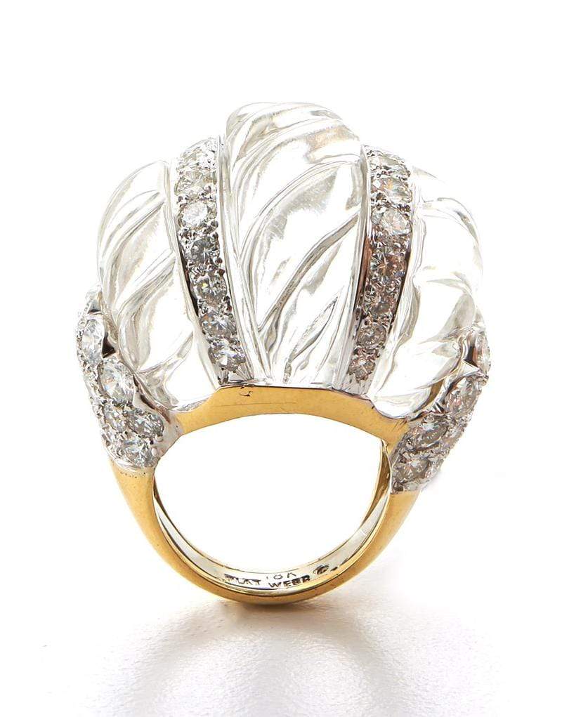 DAVID WEBB-Rock Crystal Swizzle Ring-YELLOW GOLD