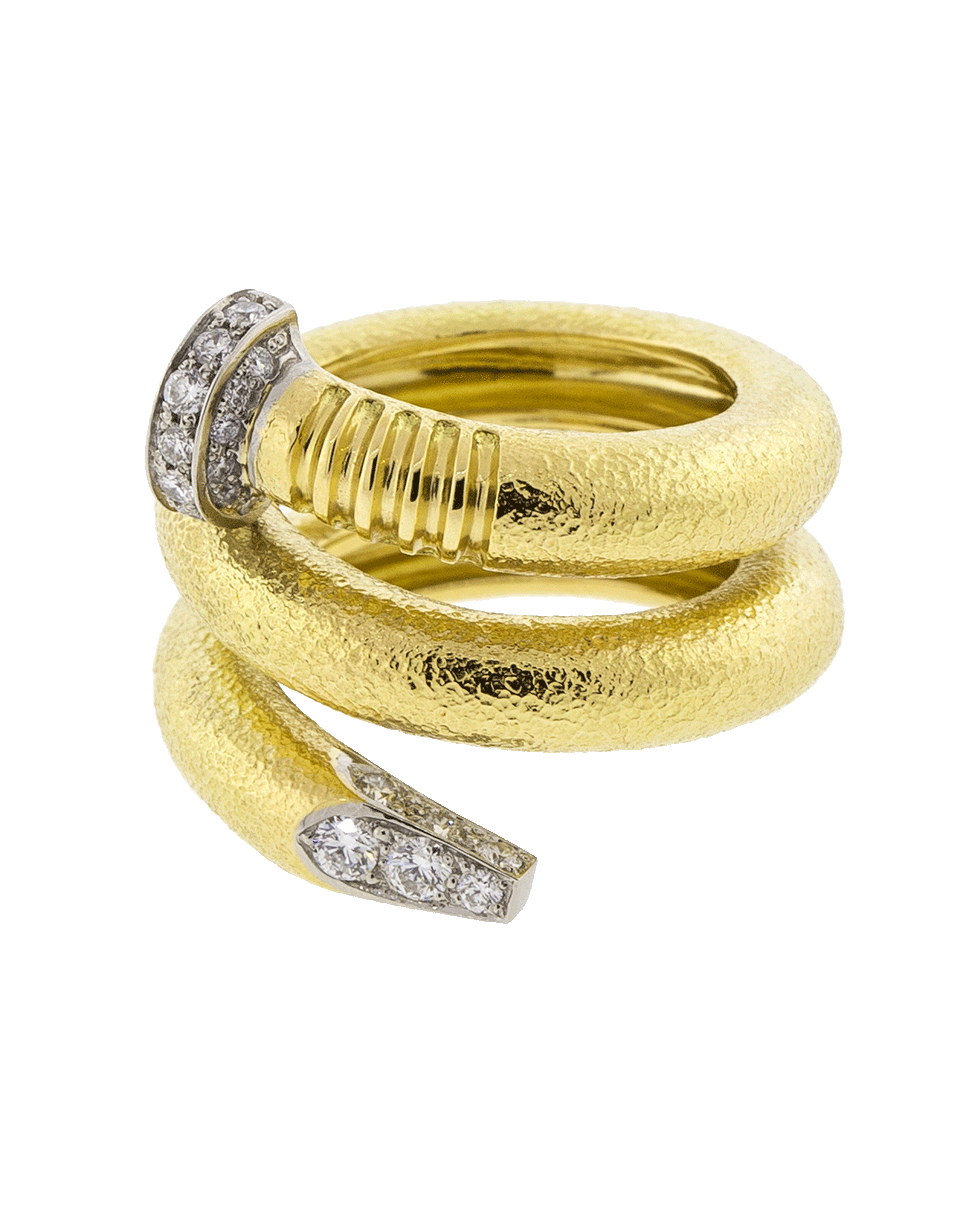 DAVID WEBB-Hammered Diamond Nail Ring-YELLOW GOLD