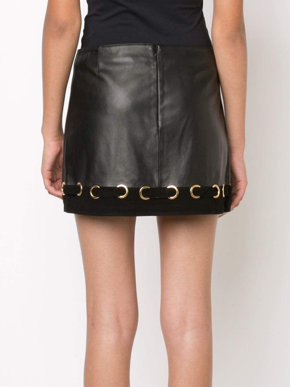 DEREK LAM 10 CROSBY-Leather Grommet Mini Skirt-