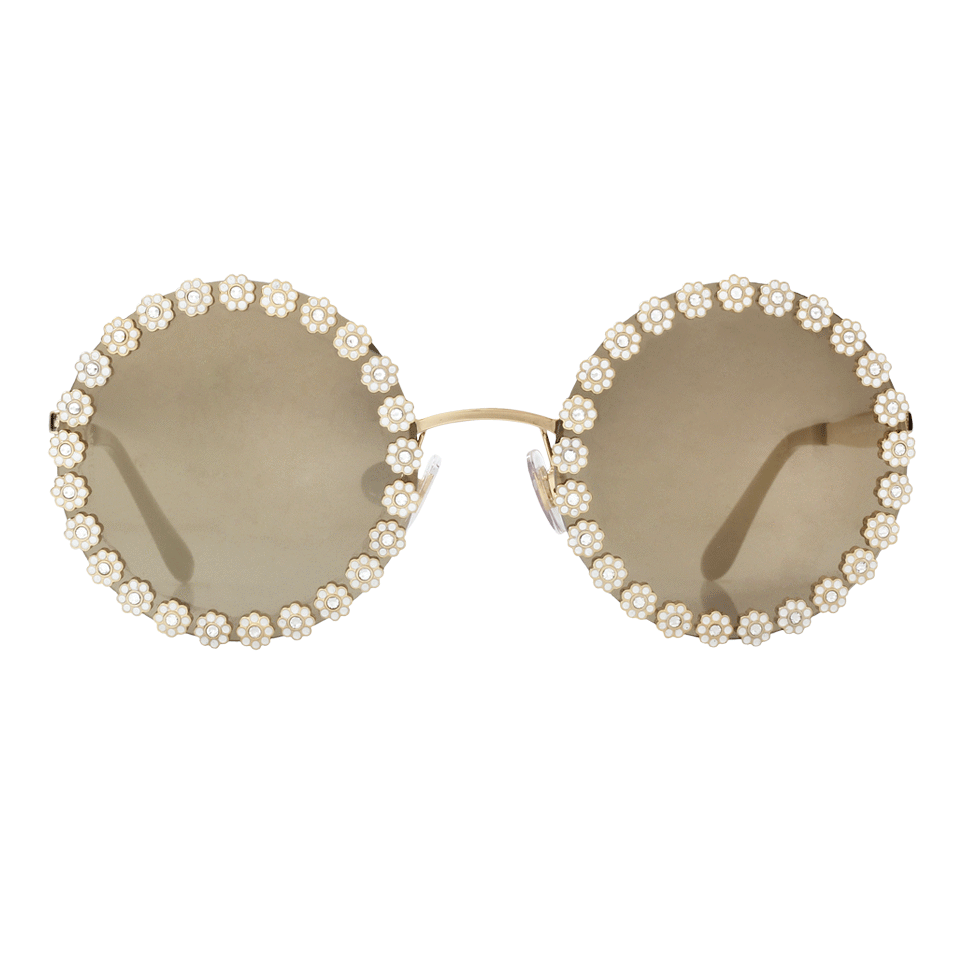 DOLCE & GABBANA-Daisy Round Sunglasses-GOLD