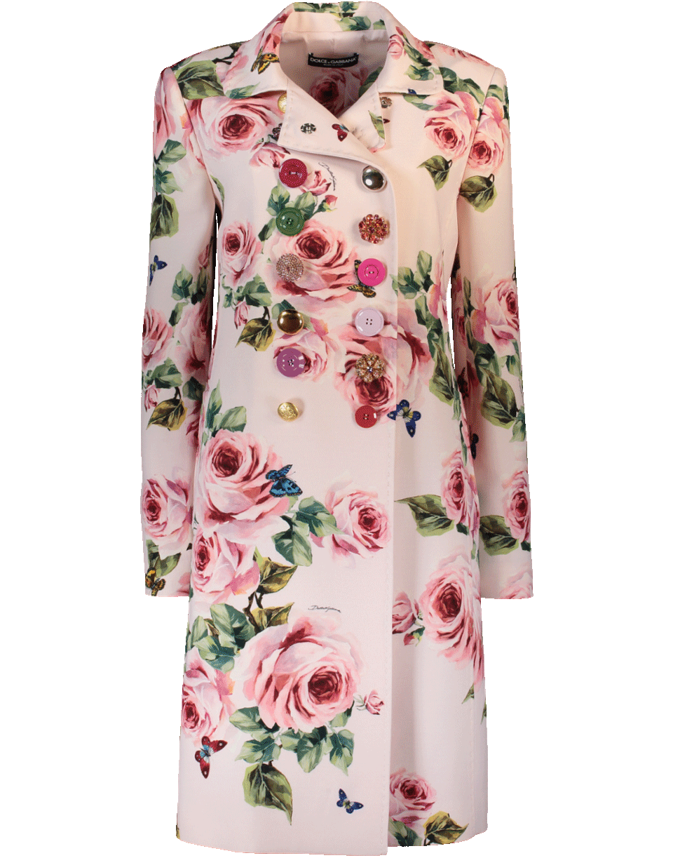 DOLCE & GABBANA-Rose Print Coat-ROSE