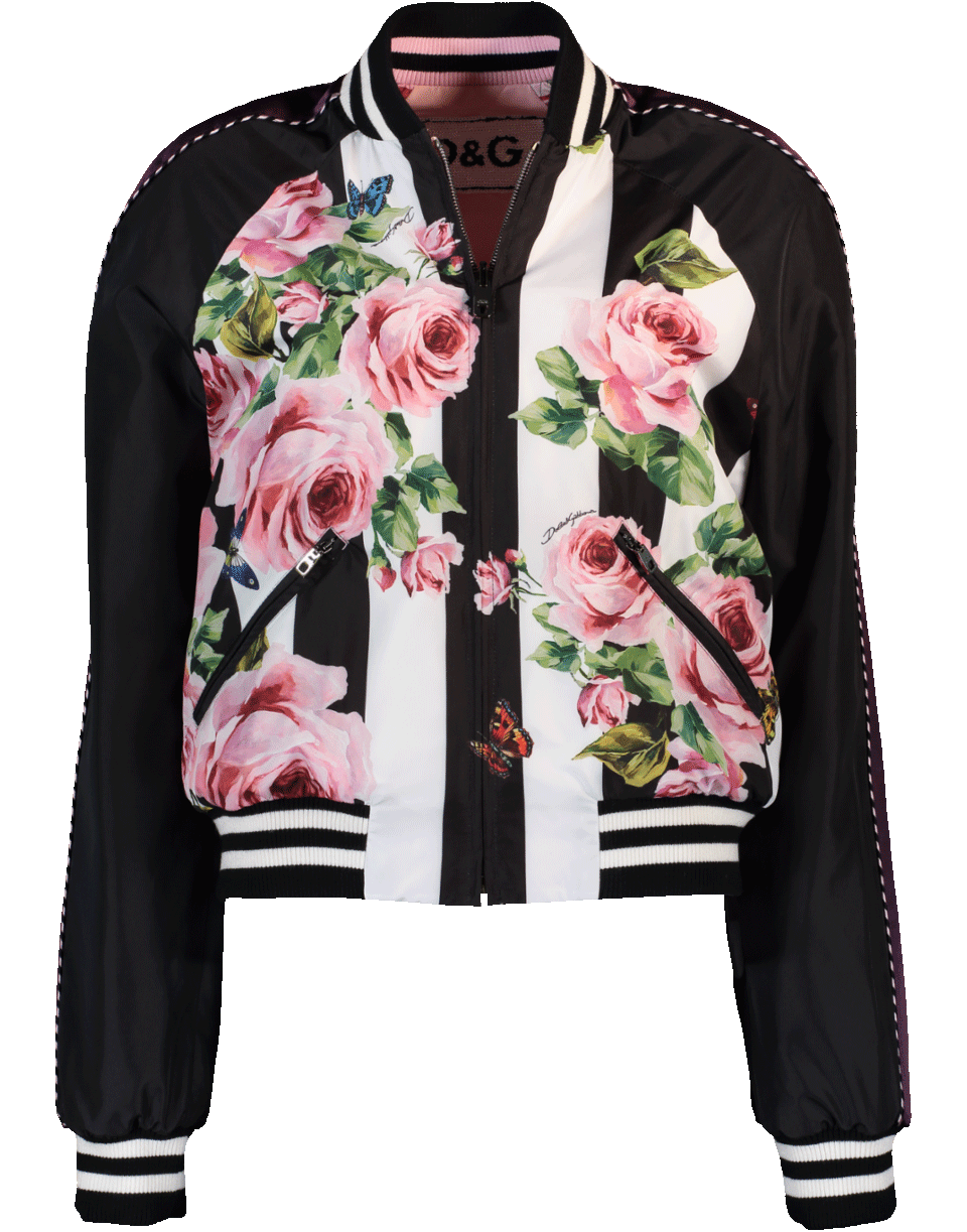 Reversible bomber jacket - Black/White floral