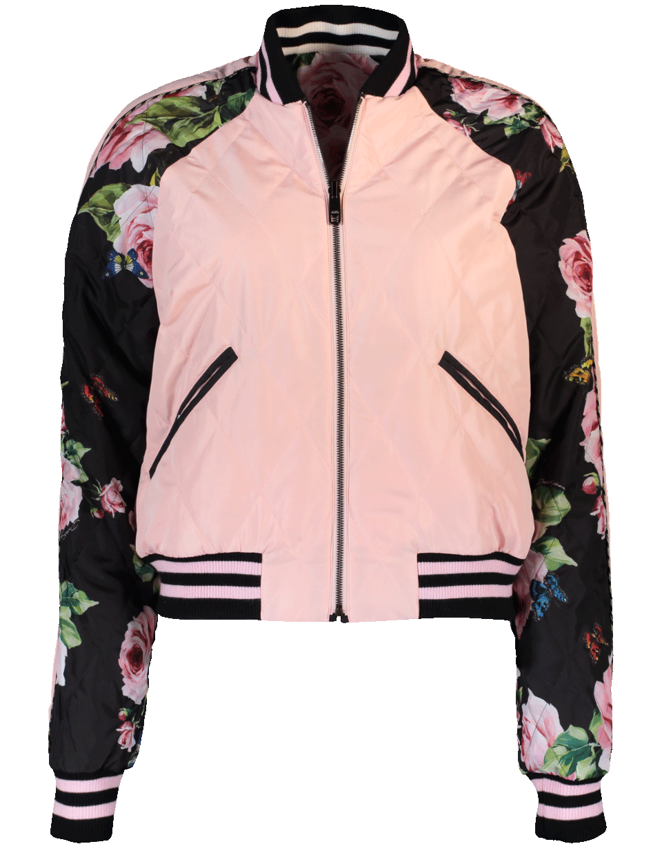 DOLCE & GABBANA-Floral And Striped Reversible Bomber Jacket-