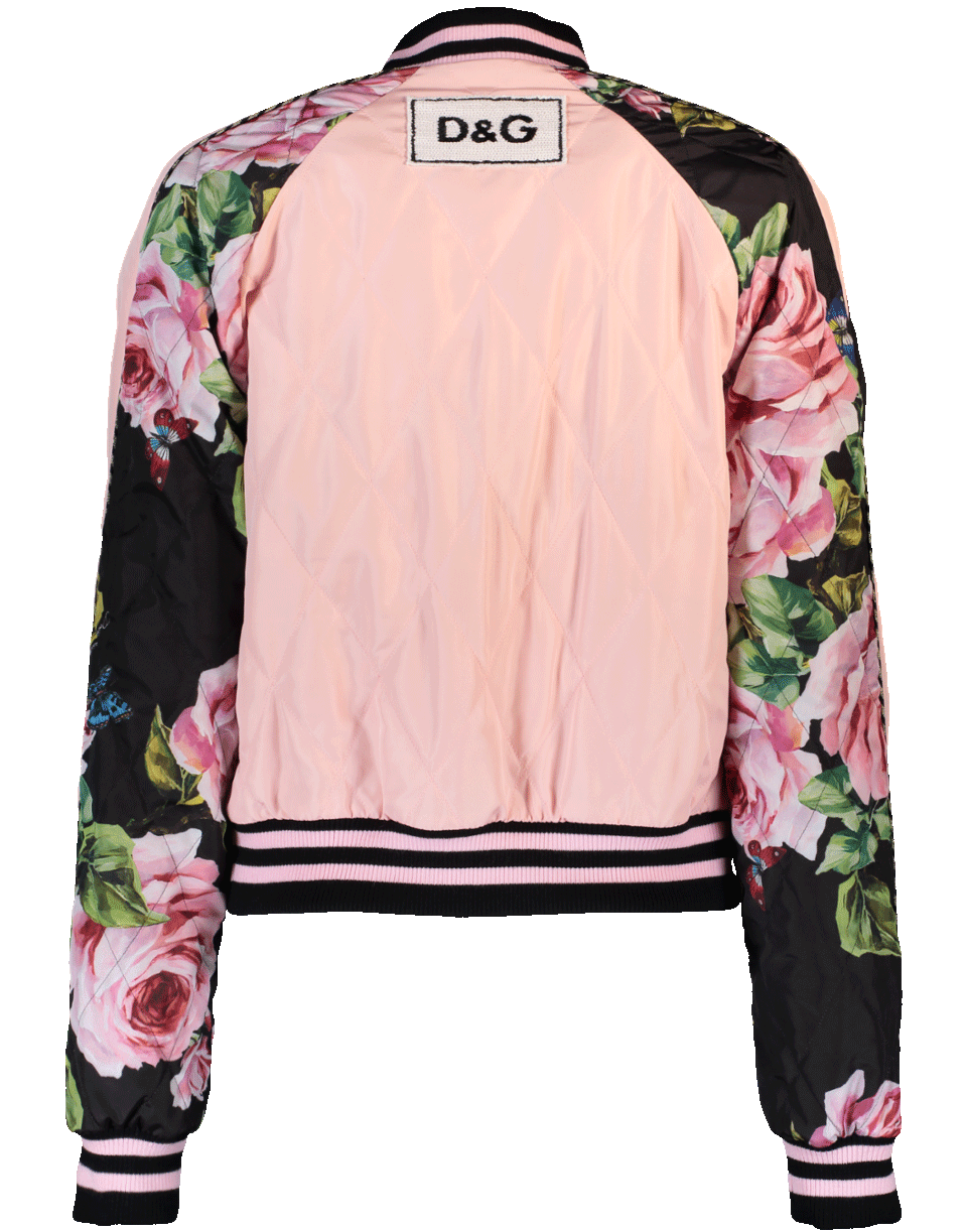 DOLCE & GABBANA-Floral And Striped Reversible Bomber Jacket-