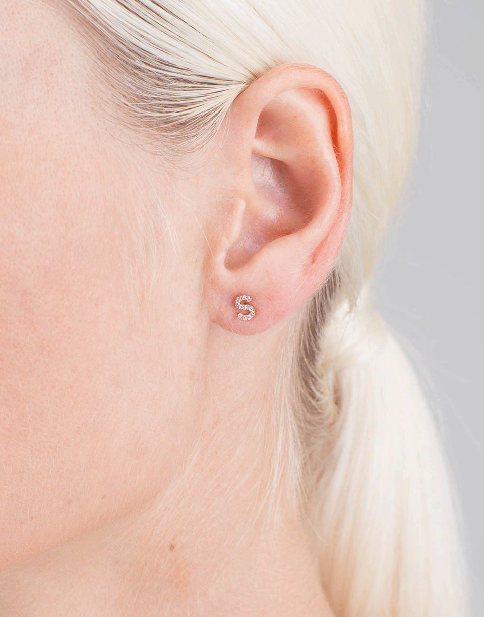 EF COLLECTION-Diamond Initial S Stud Earring-ROSE GOLD