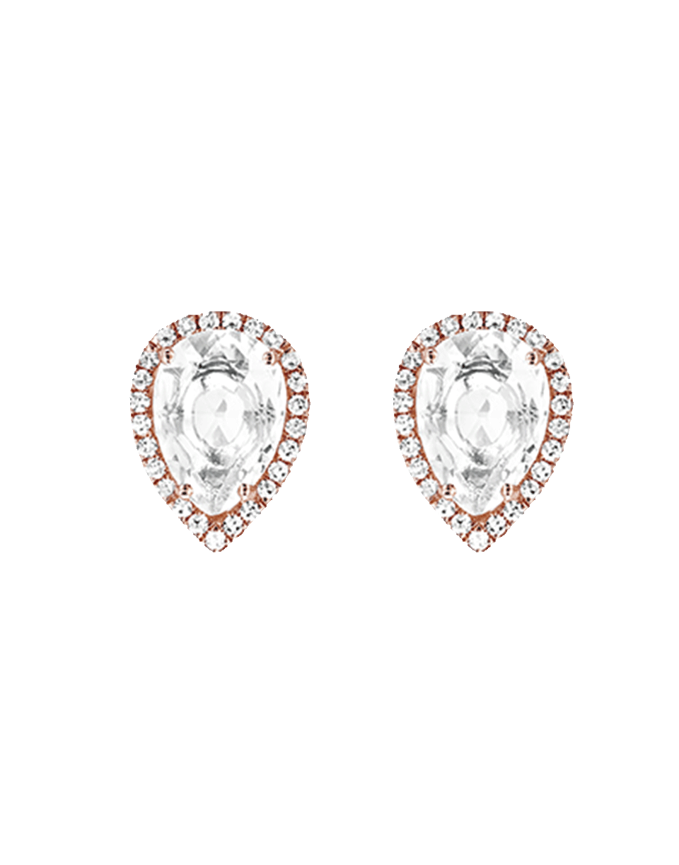 EF COLLECTION-White Topaz Teardrop Stud Earrings-ROSE GOLD