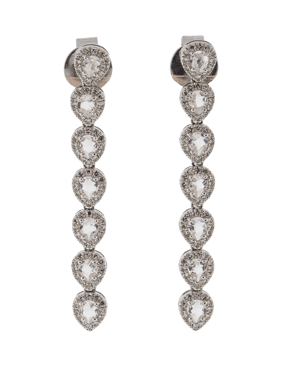 EF COLLECTION-Diamond And White Topaz Teardrop Earrings-WHITE GOLD