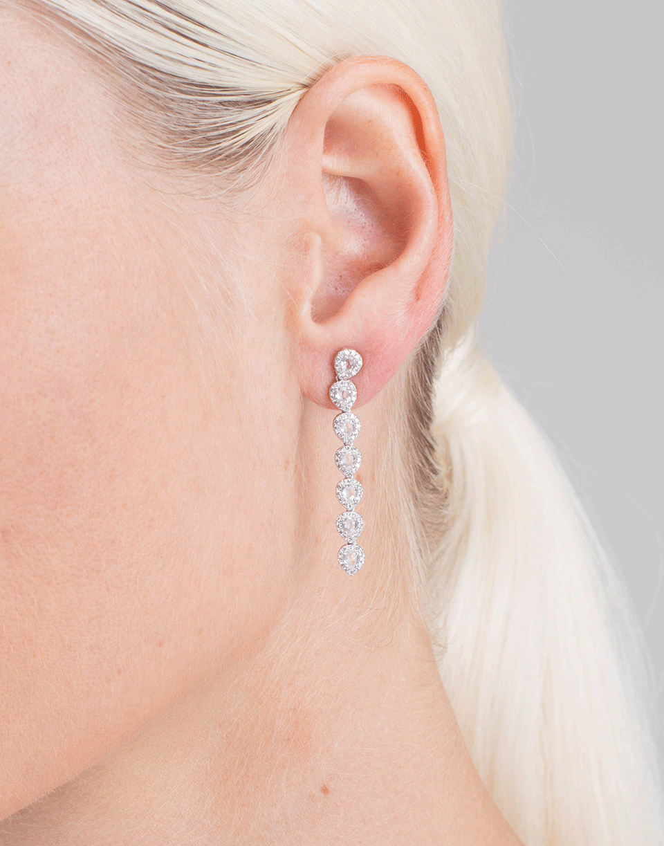EF COLLECTION-Diamond And White Topaz Teardrop Earrings-WHITE GOLD