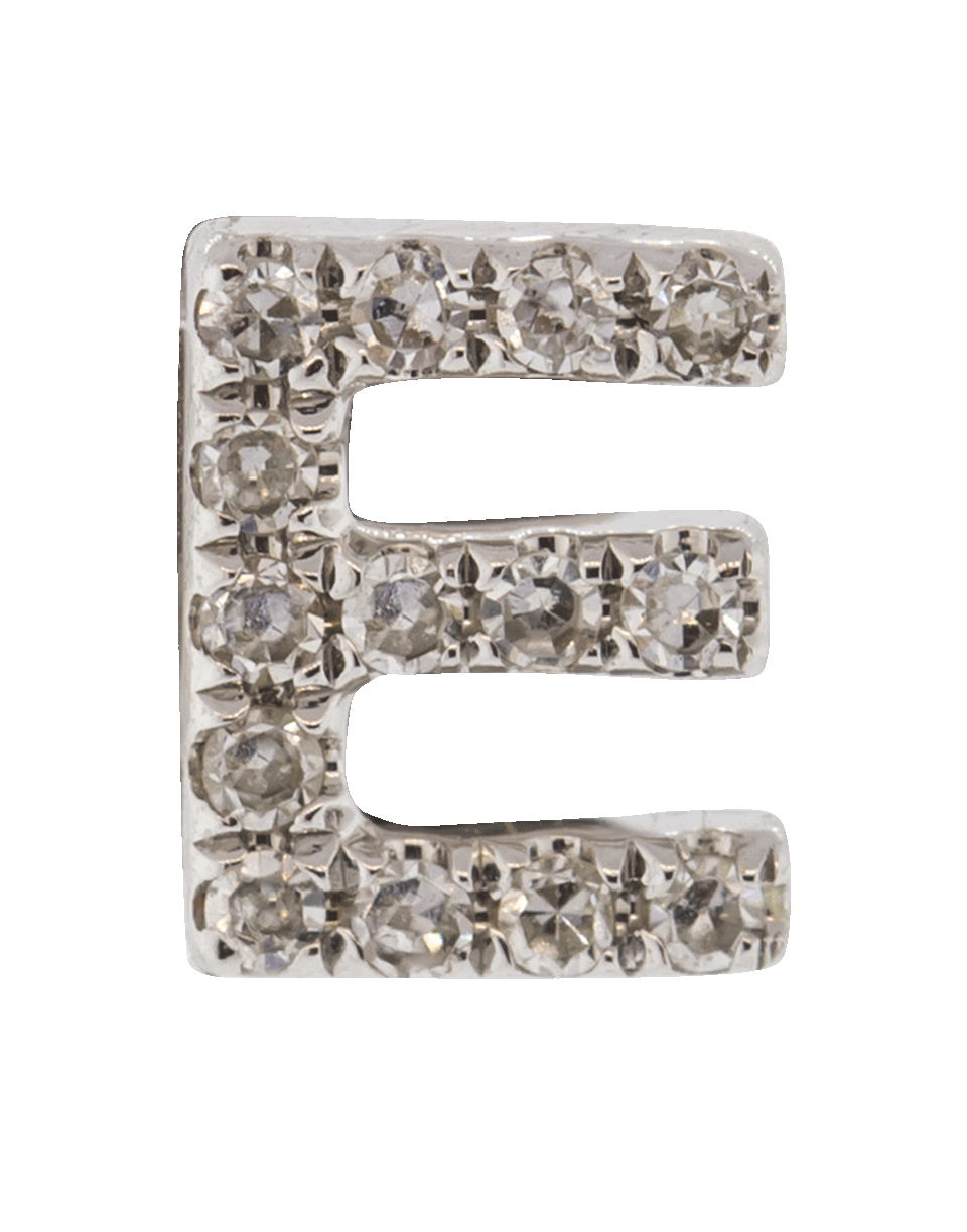 EF COLLECTION-Diamond Initial E Stud Earring-WHITE GOLD