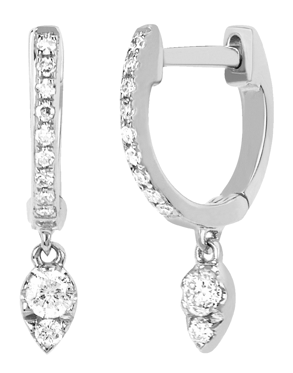 EF COLLECTION-Diamond Teardrop Mini Huggie Earrings-WHITE GOLD