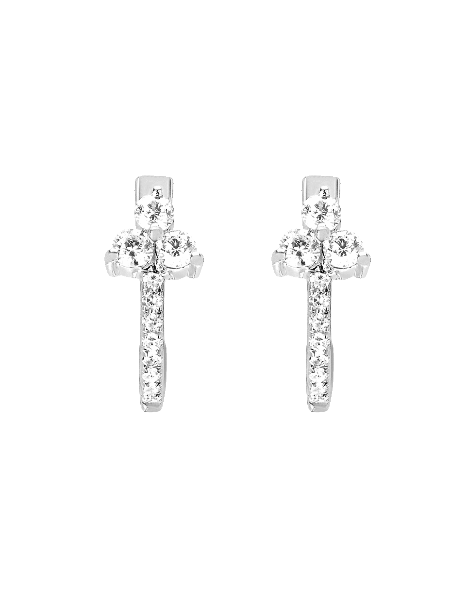 EF COLLECTION-Diamond Trio Huggie Earrings-WHITE GOLD