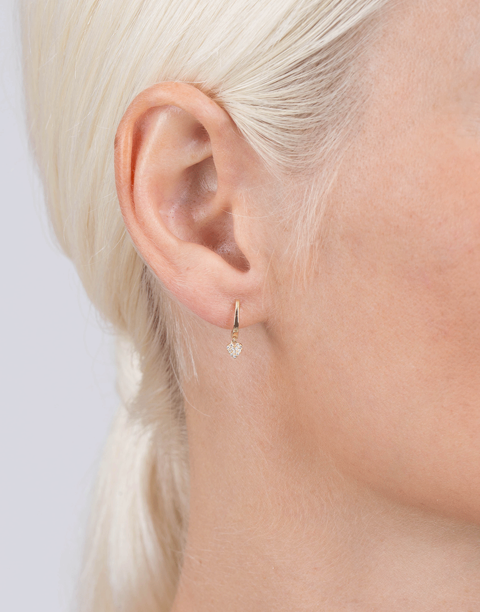 EF COLLECTION-Diamond Heart Drop Huggie Earrings-YELLOW GOLD