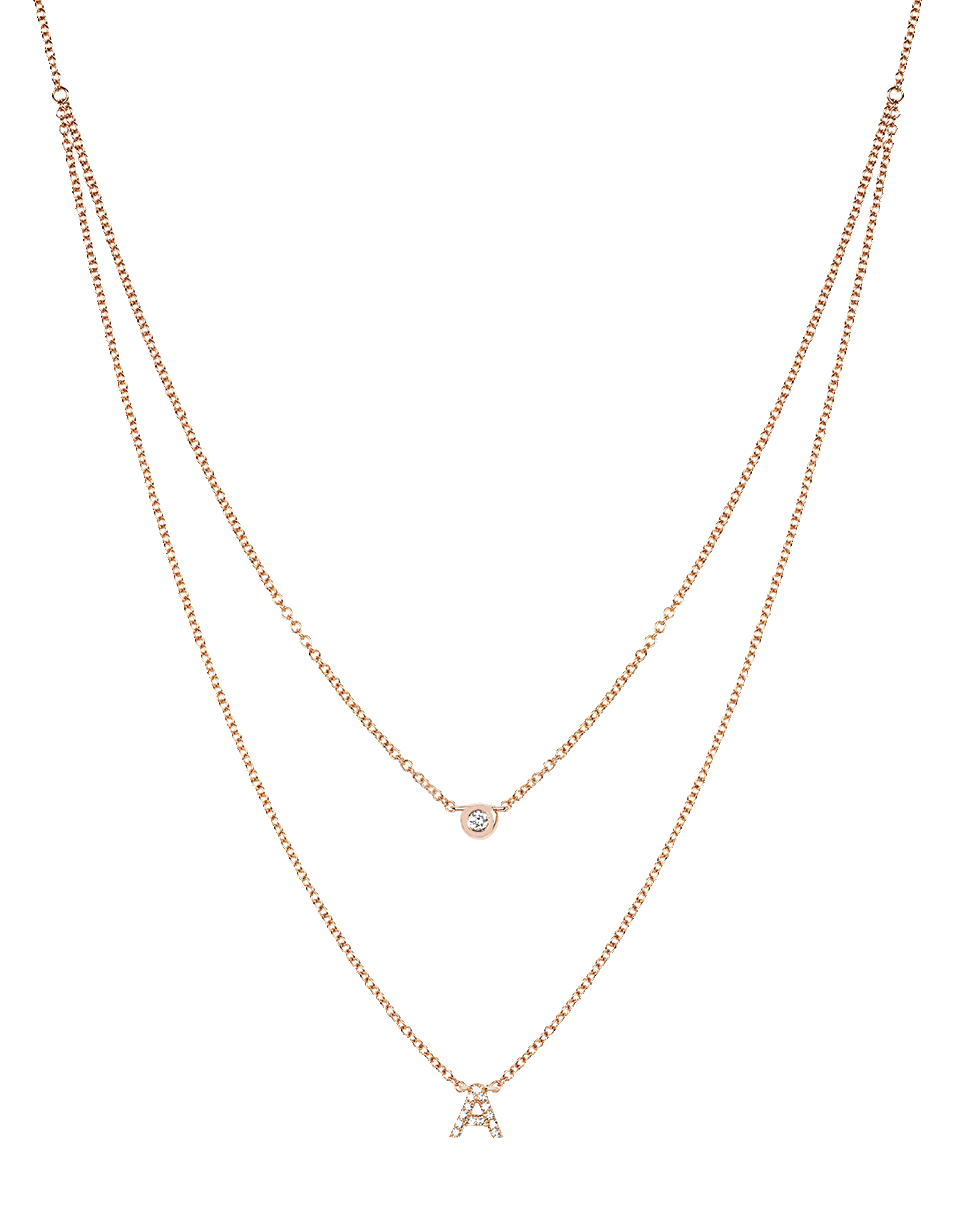 EF COLLECTION-Diamond Initial Choker Necklace-ROSE GOLD