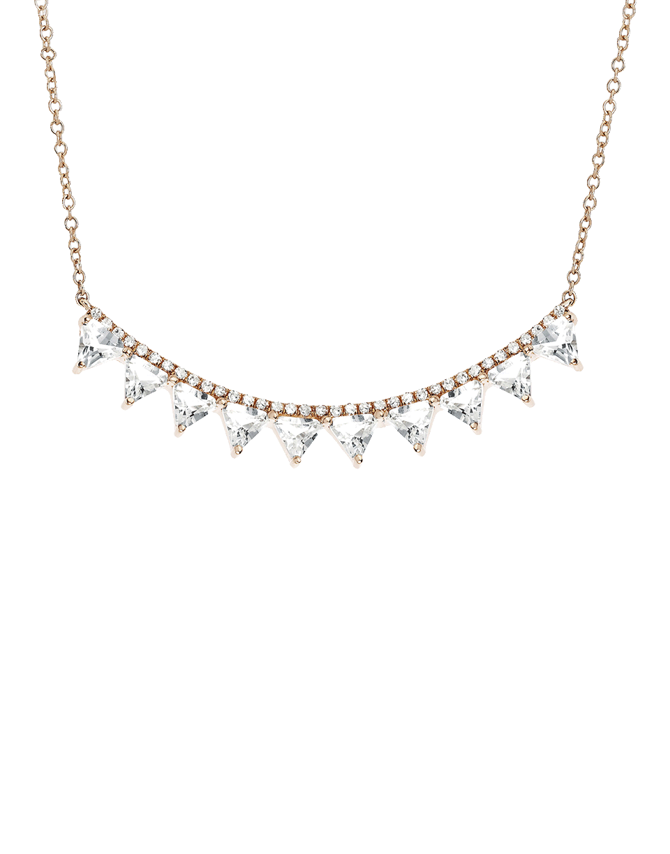 EF COLLECTION-White Topaz Multi Triangle Crescent Necklace-ROSE GOLD