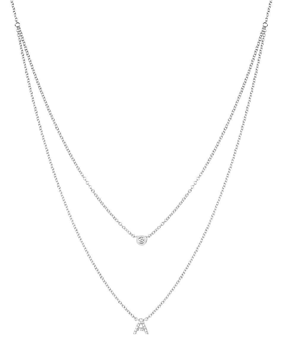 EF COLLECTION-Diamond Initial Choker Necklace-WHITE GOLD