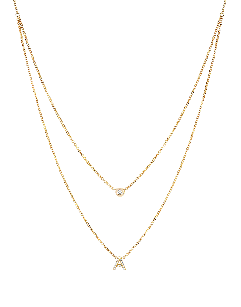 EF COLLECTION-Diamond Initial Choker Necklace-YELLOW GOLD