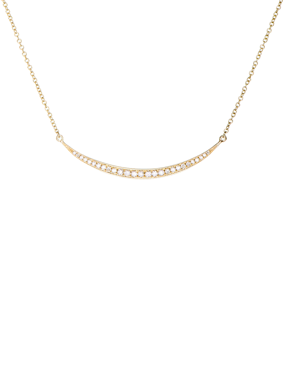 EF COLLECTION-Diamond Mini Crescent Necklace-YELLOW GOLD