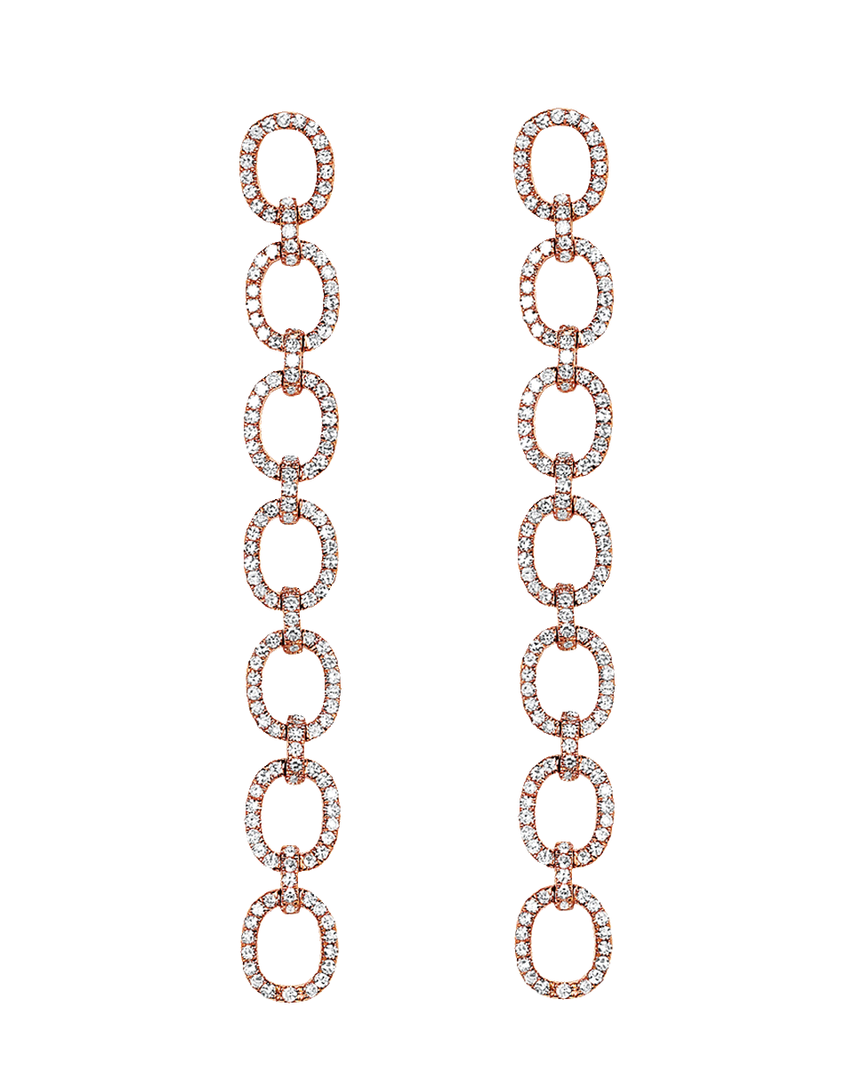 EF COLLECTION-Diamond XL Chain Link Earrings-ROSE GOLD