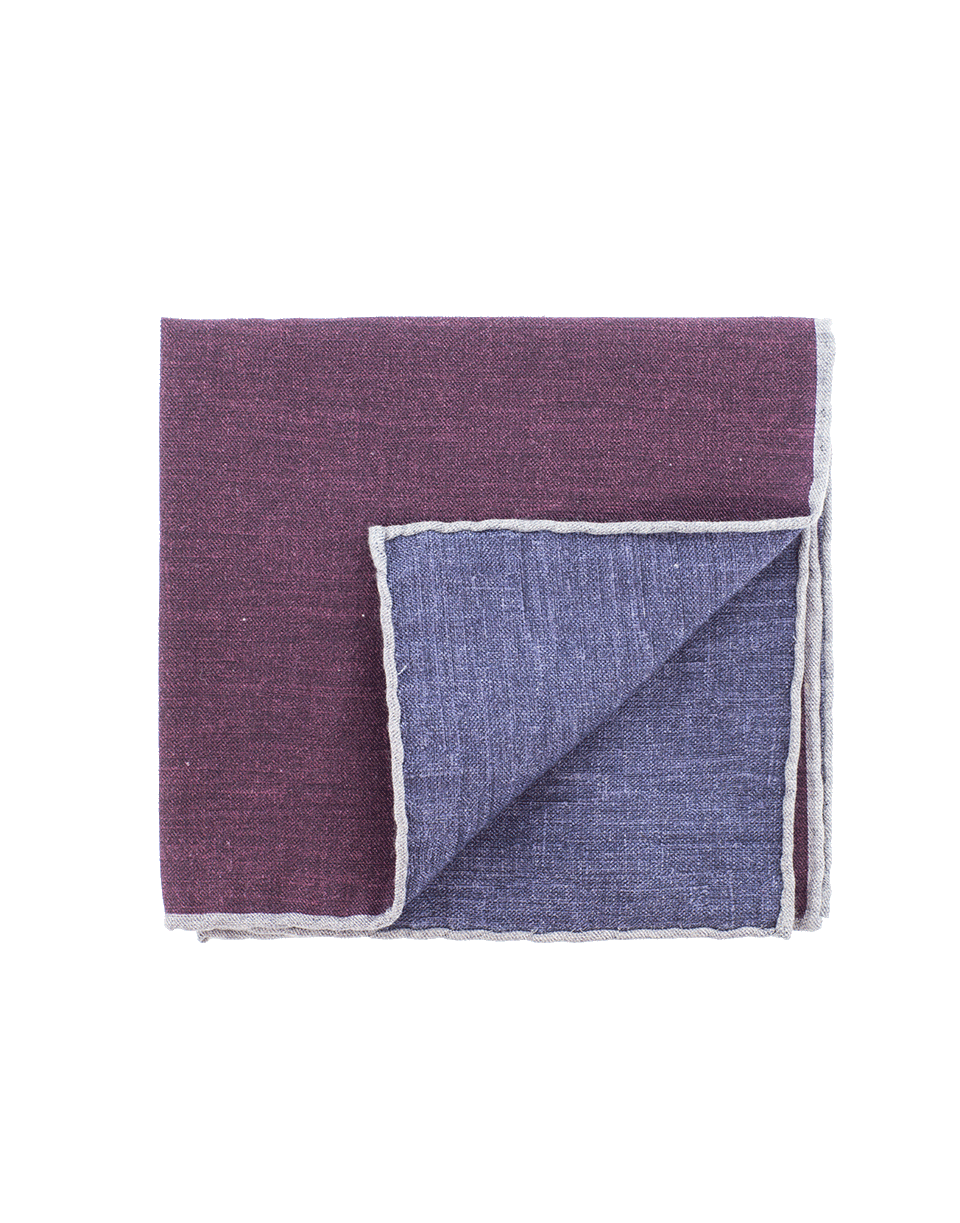 ELEVENTY-Solid Pocket Square With Trim-AUBERGIN