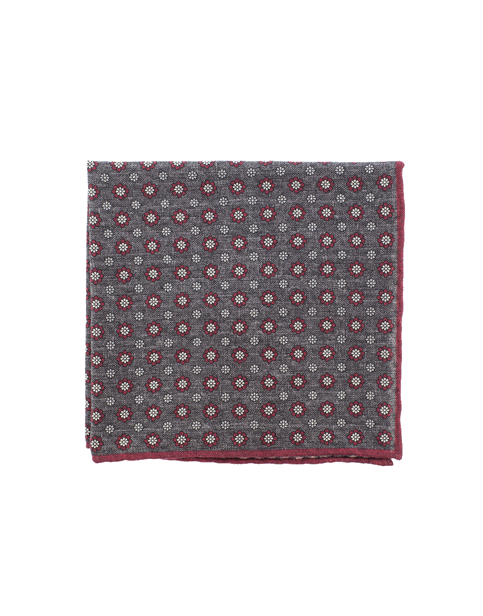ELEVENTY-Pocket Square With Flowers-BRN/RED