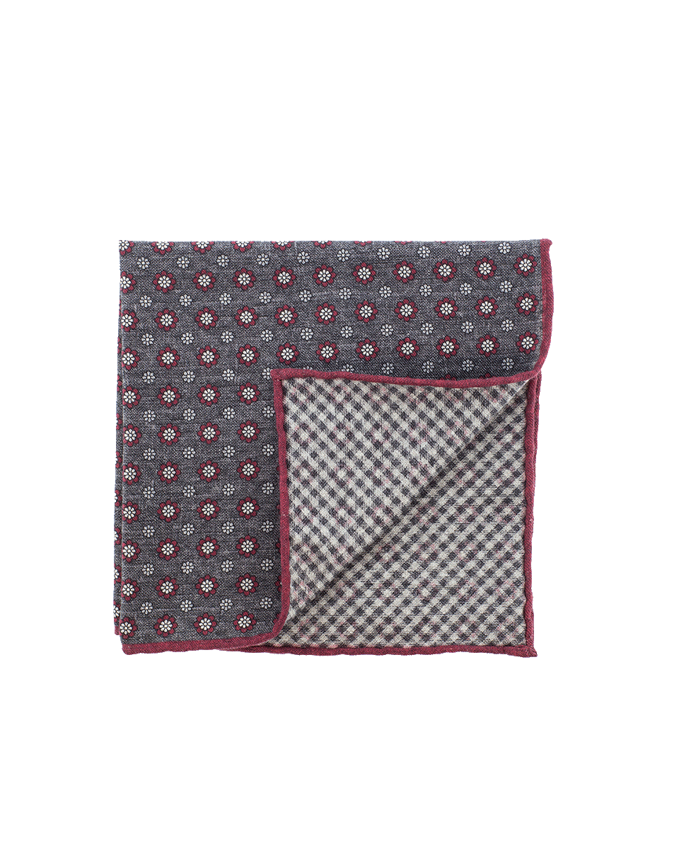 ELEVENTY-Pocket Square With Flowers-BRN/RED