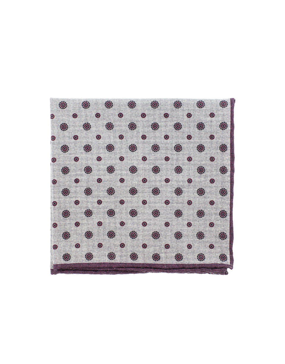 ELEVENTY-Pocket Square With Circles-GRY/BURG
