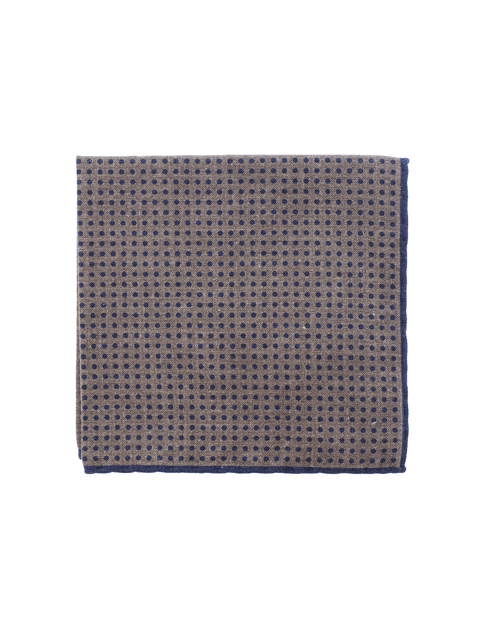 ELEVENTY-Pocket Square With Polka Dots-NVY/BRN