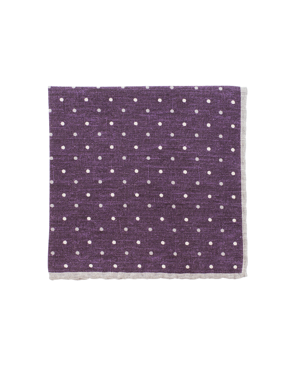 ELEVENTY-Pocket Square With Polka Dots-PRPL/GRY