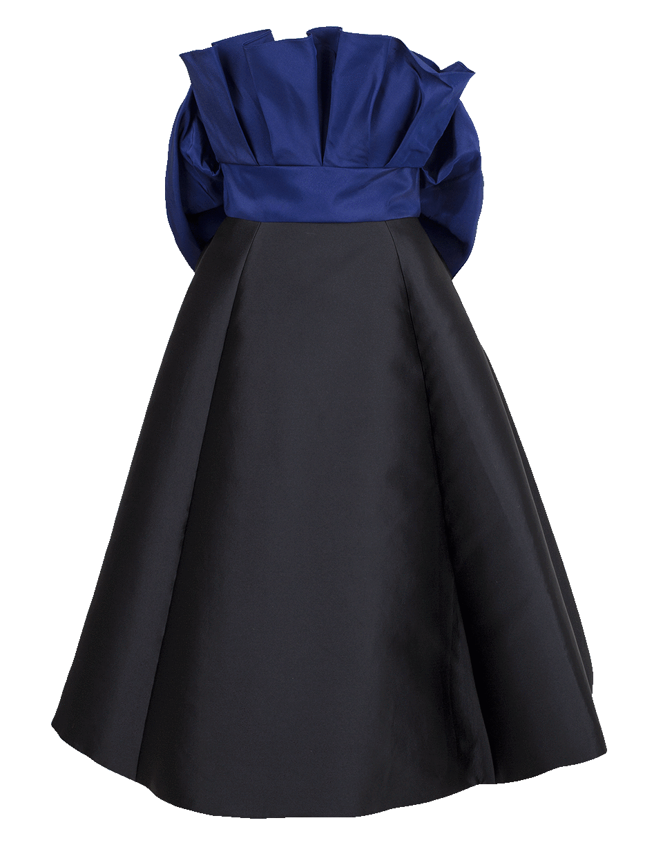 ELIZABETH KENNEDY-Strapless Short Gown-BLU/BLK