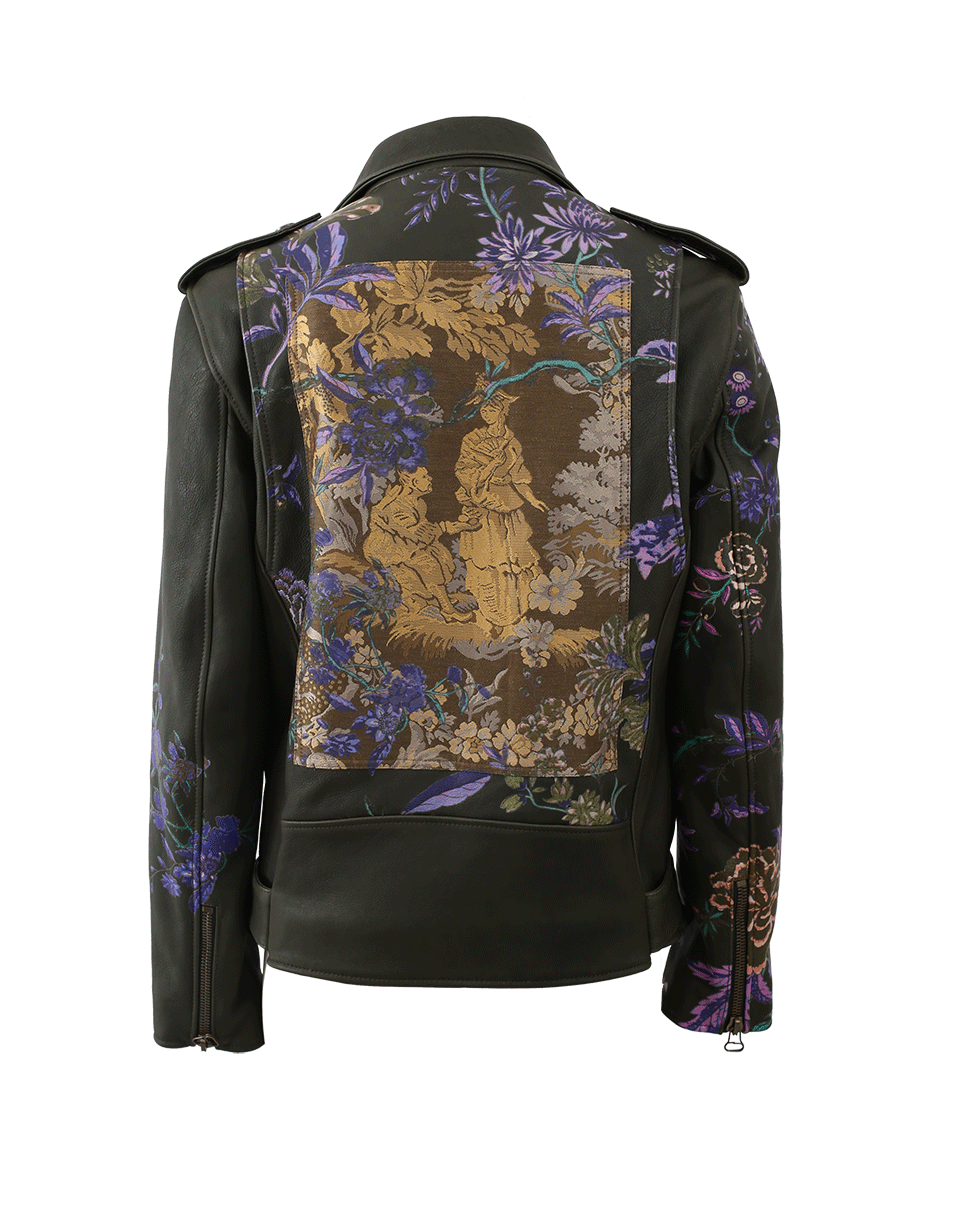 ETRO-Floral Print Leather Jacket-OLIVE
