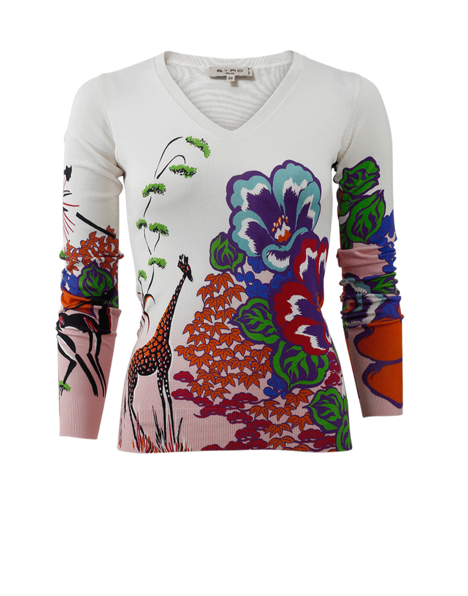 ETRO-Floral Print Knit Pullover-