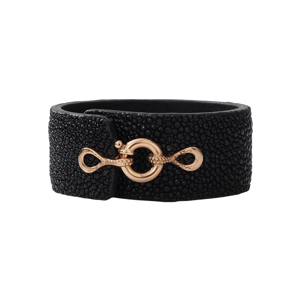 FEDERICA RETTORE-Black Stingray And Leather Bracelet-ROSE GOLD