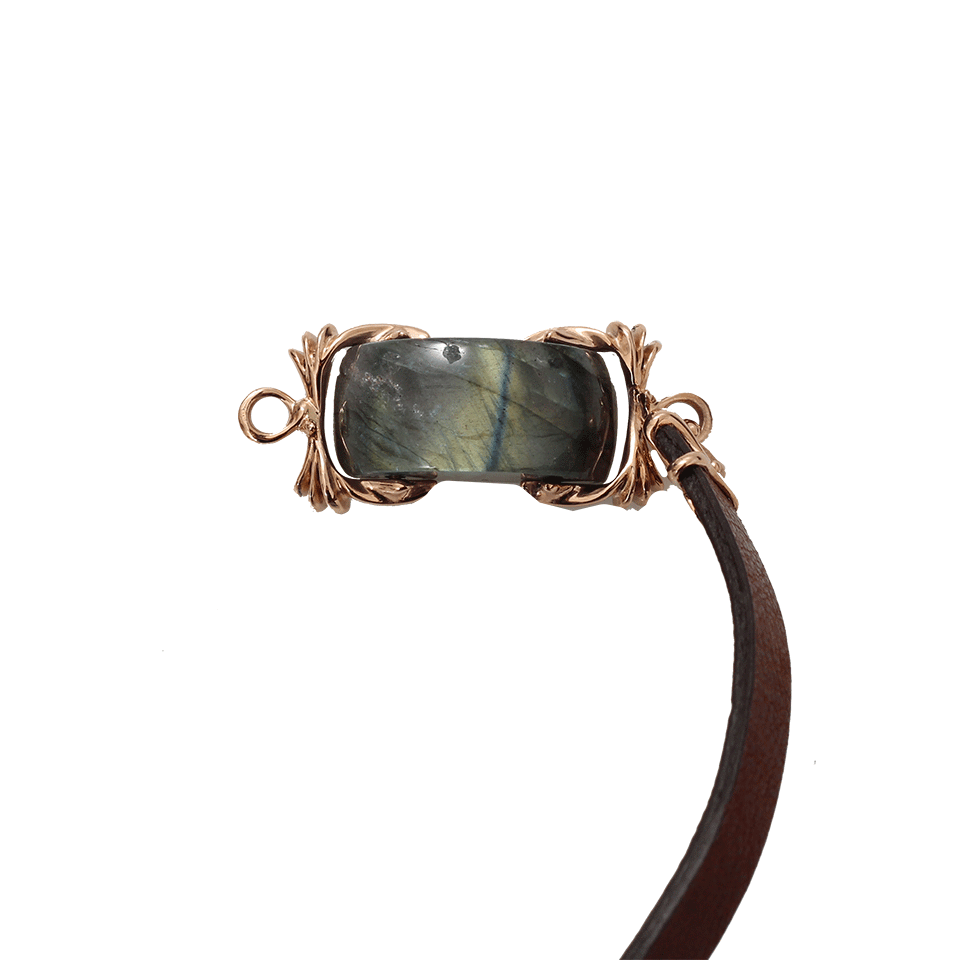 FEDERICA RETTORE-Labradorite Leather Wrap Bracelet-ROSE GOLD
