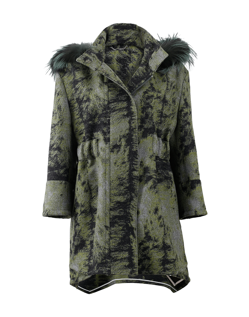FENDI-Fur Trim Hooded Illusion Coat-