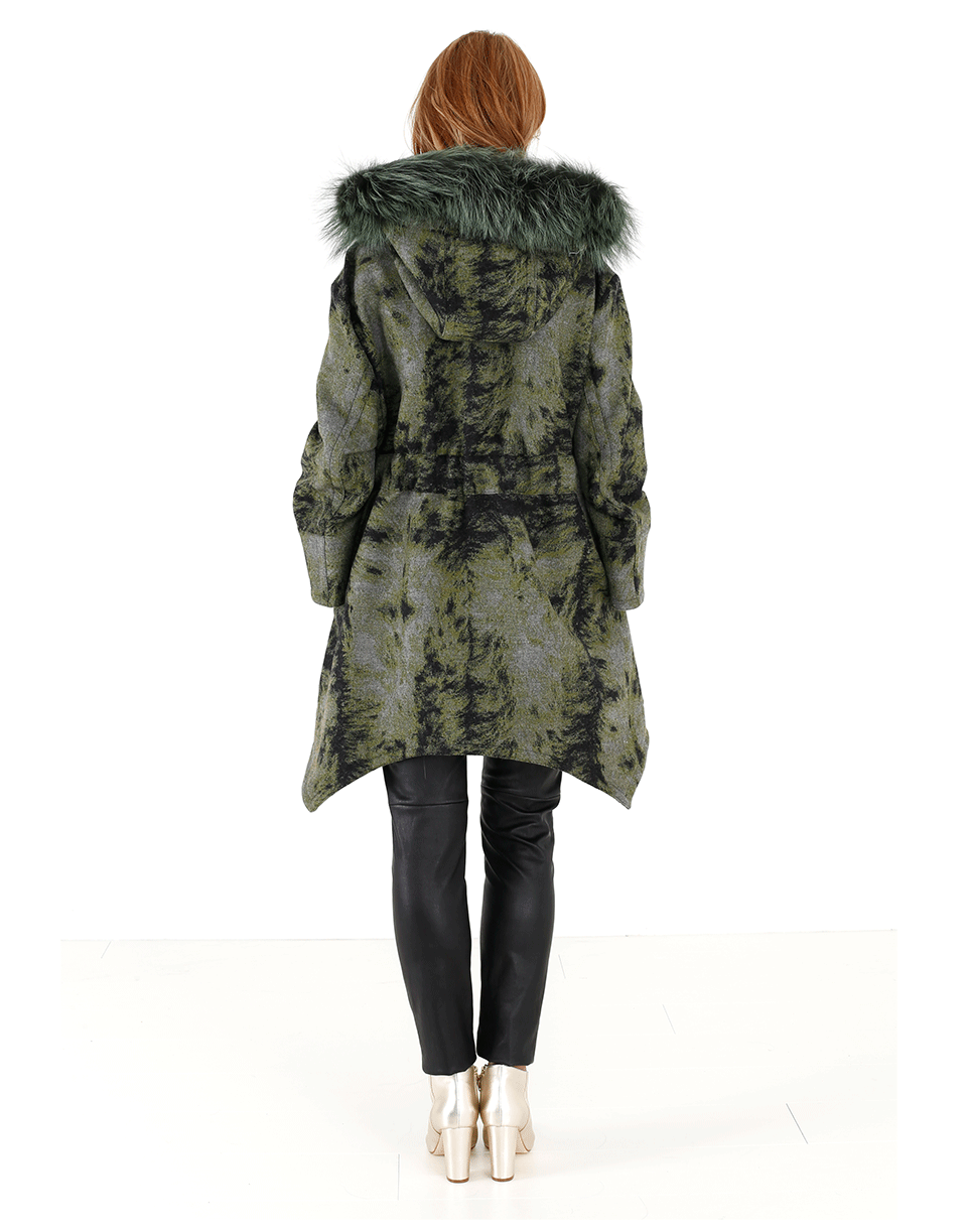 Fur Trim Hooded Illusion Coat CLOTHINGCOATMISC FENDI   