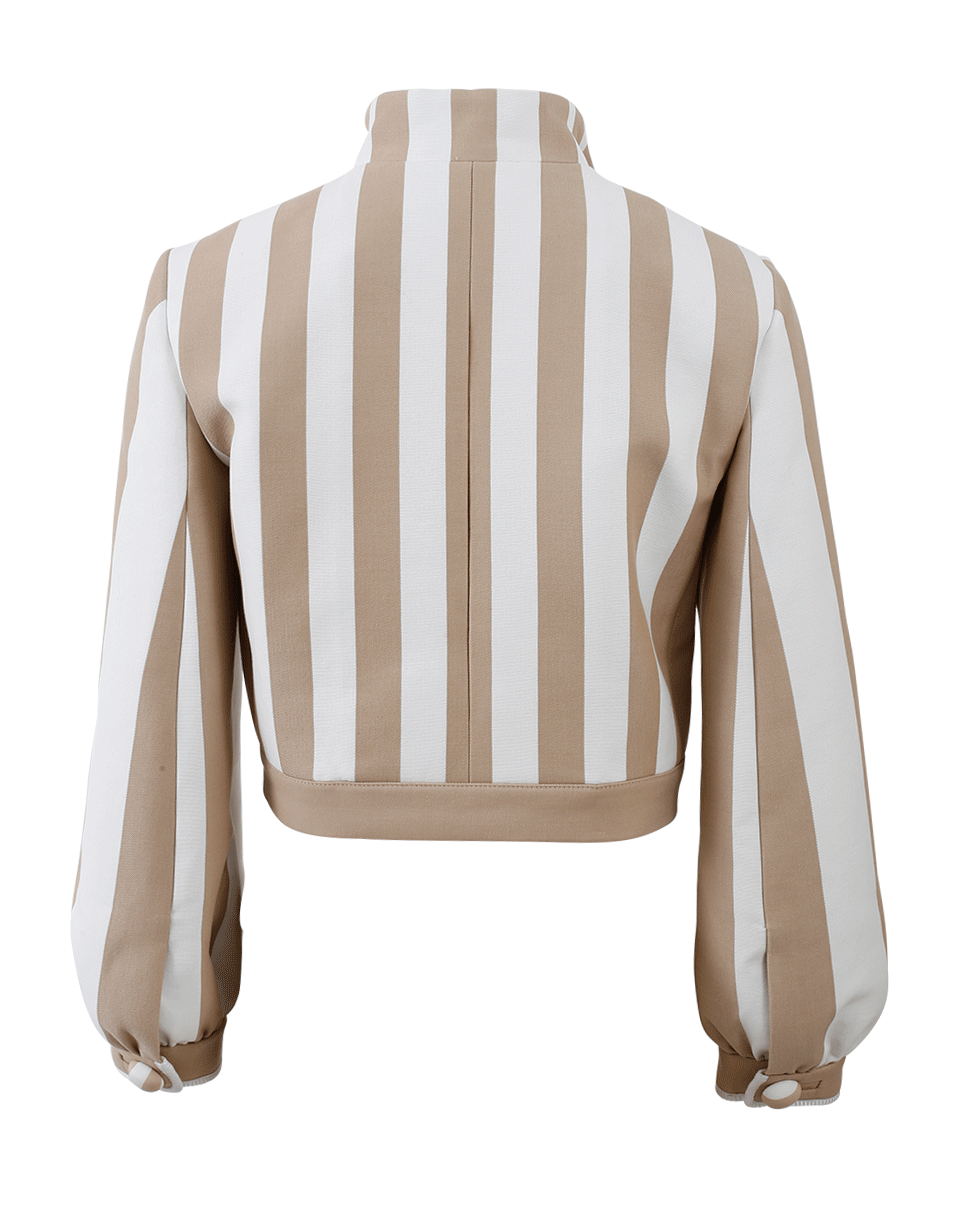 FENDI-Striped Cropped Jacket-BEIG/WHT