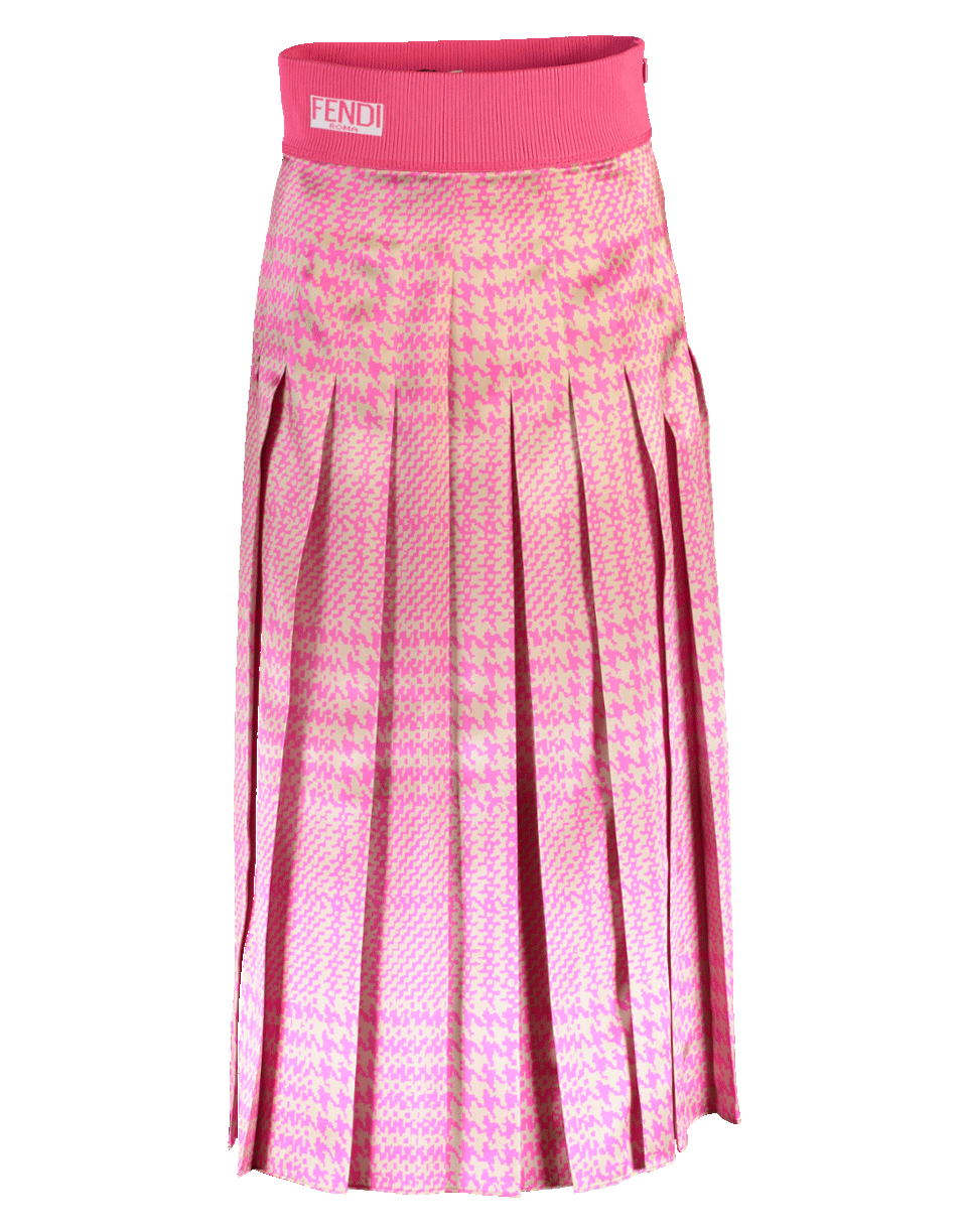 FENDI-Prince Wales Pleated Satin Skirt-