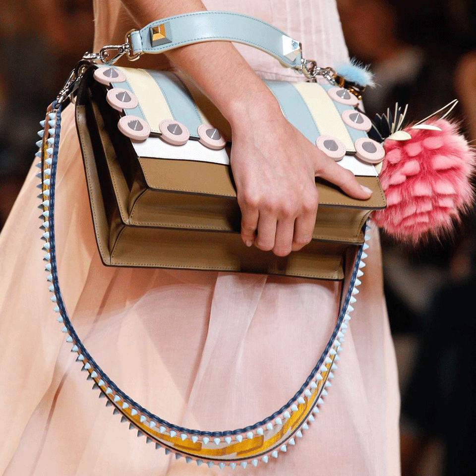 FENDI-Marquetry Studded Handbag-CAMALEON