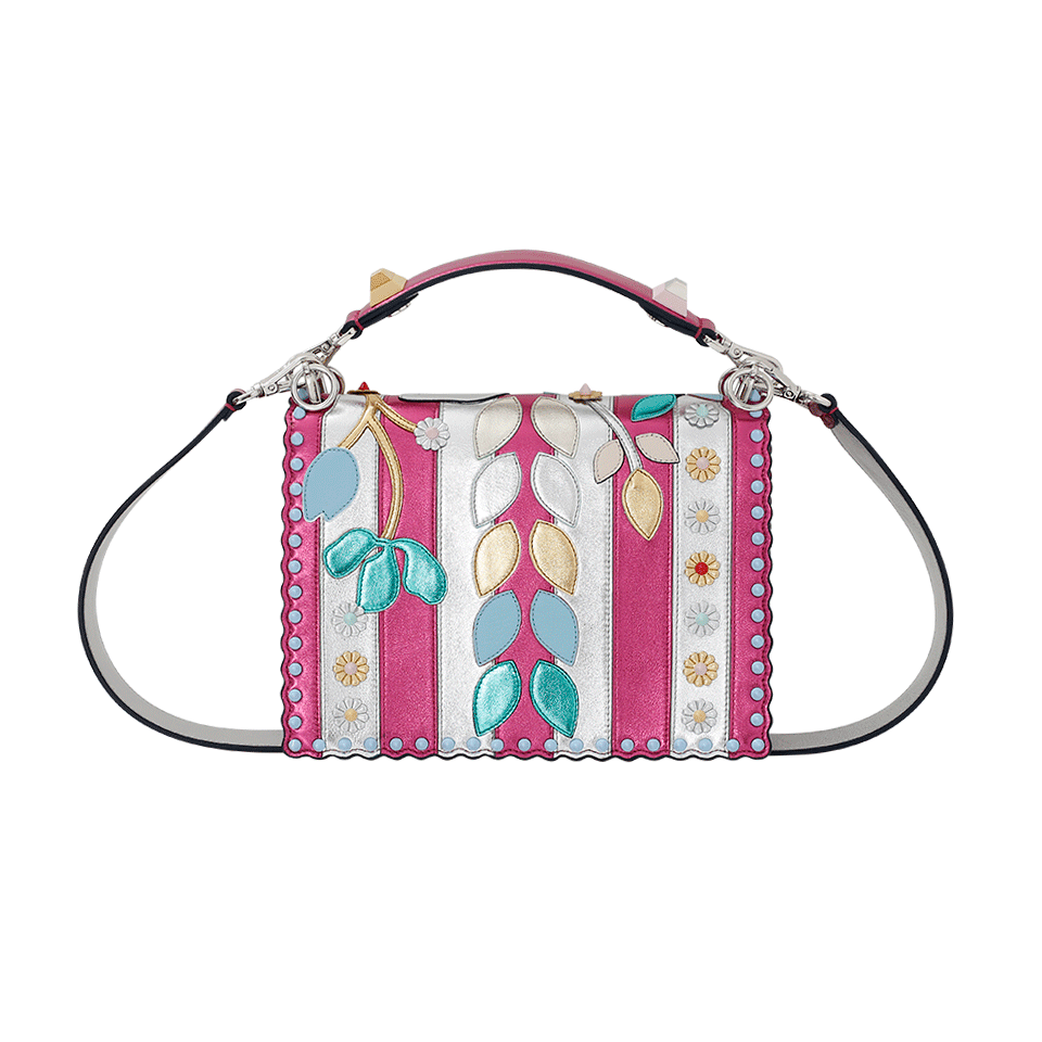 FENDI-Floral Mirrored Catalan Handbag-SLVR/PNK
