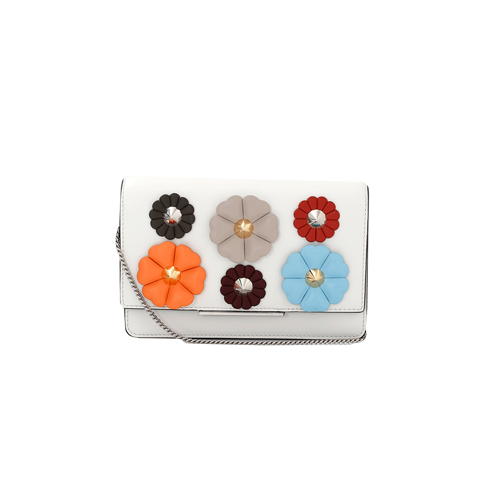 FENDI-Floral Embellished Wallet-WHITE
