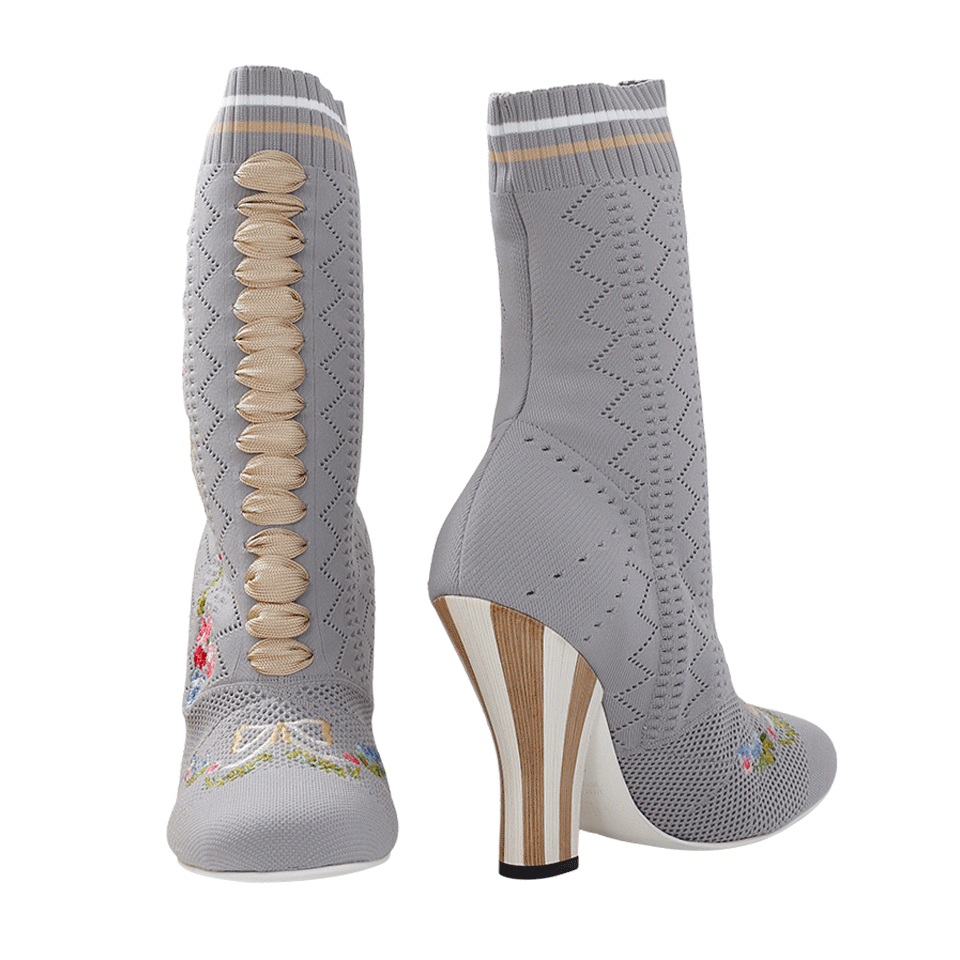 FENDI-Knit Embroidered Booties-