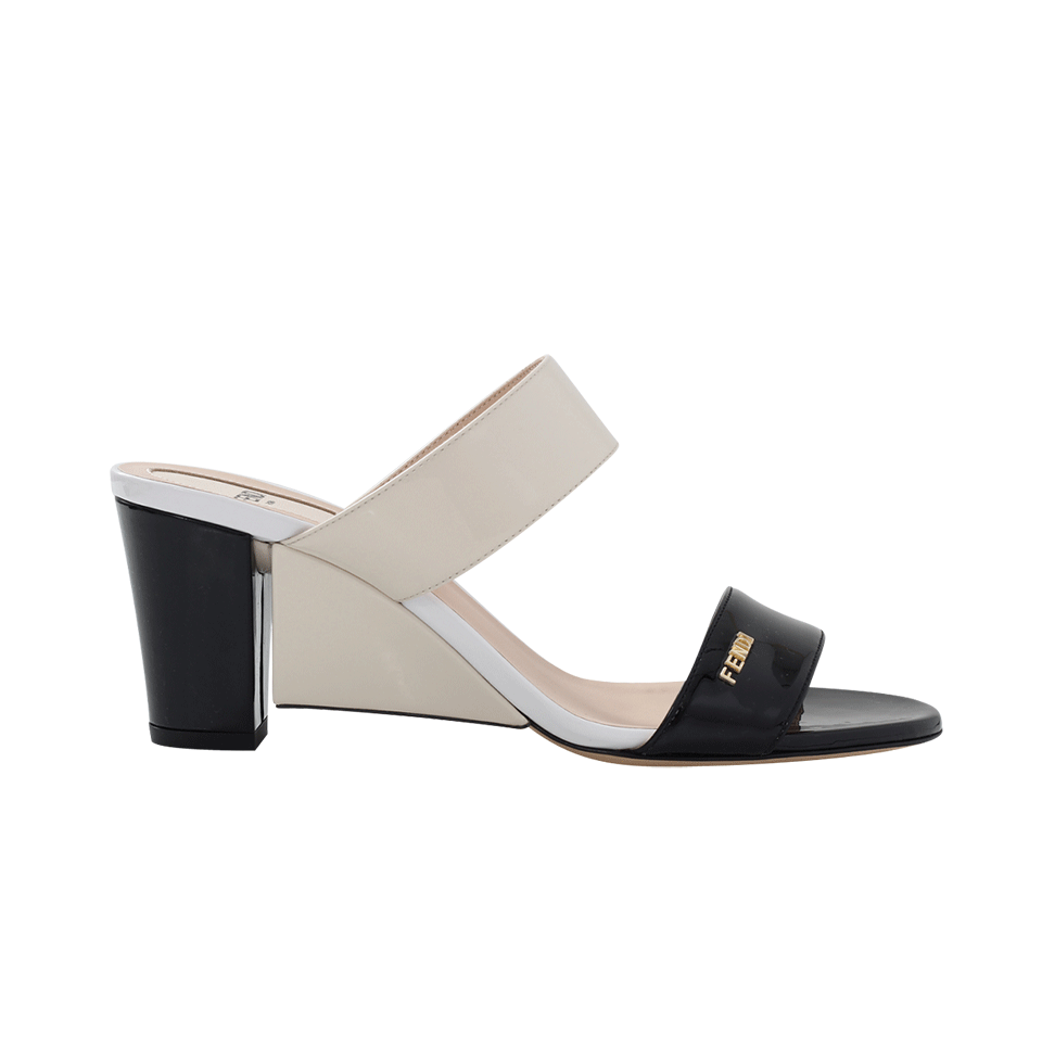 FENDI-Double Strap Notch Wedge Sandal-