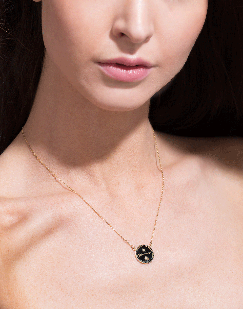 FOUNDRAE-Dream Black Enamel Champleve Necklace-YELLOW GOLD