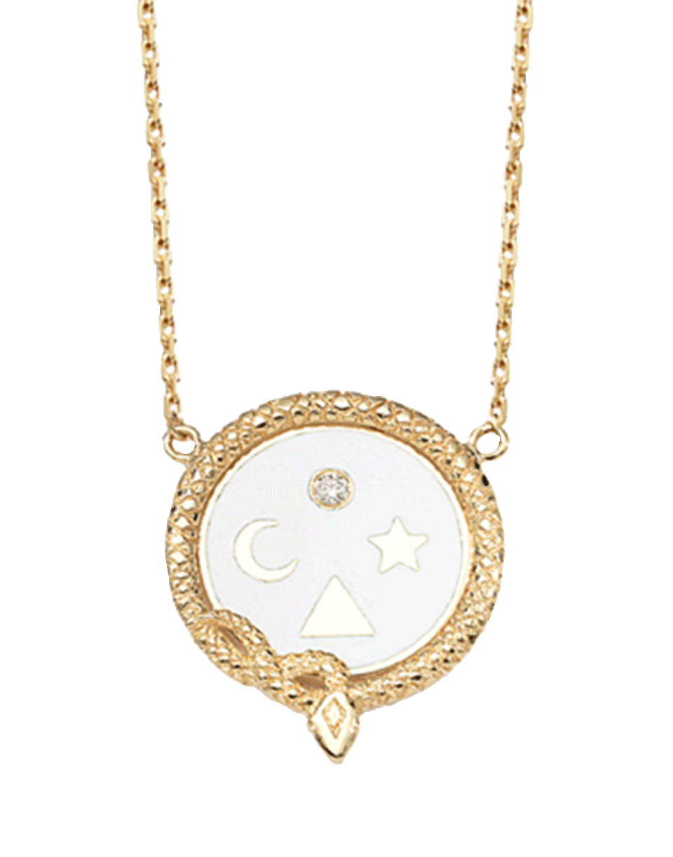 FOUNDRAE-Wholeness White Enamel Necklace-YELLOW GOLD