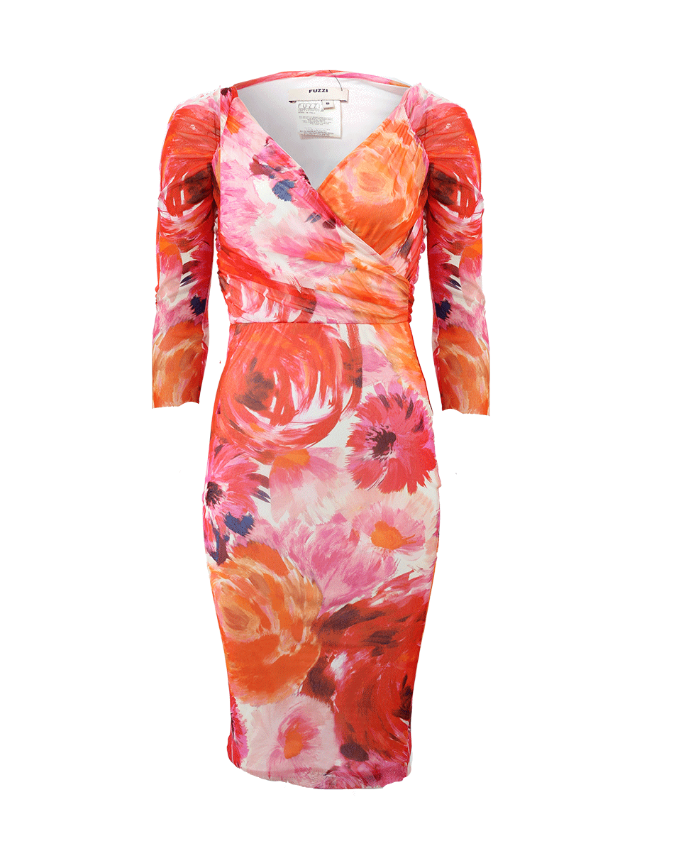 FUZZI-Drape Floral Print Dress-