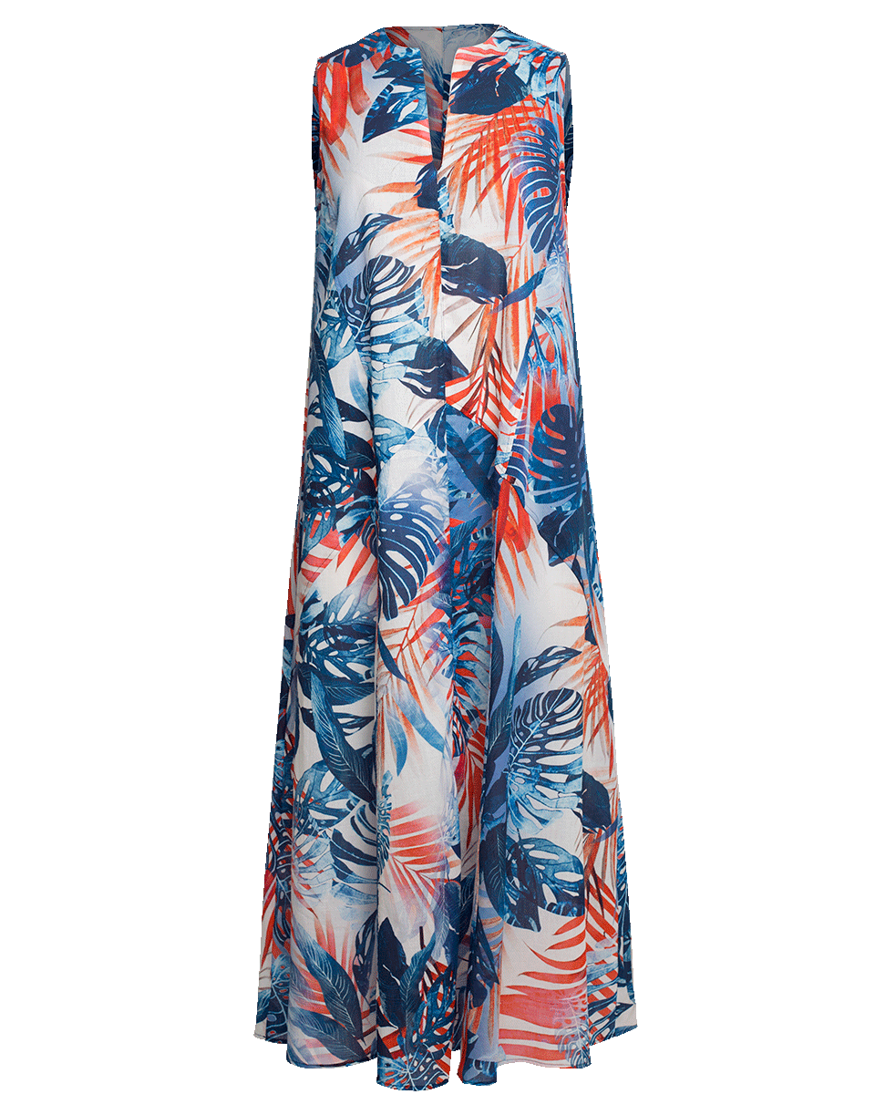 FUZZI-Palm Print Midi Dress-