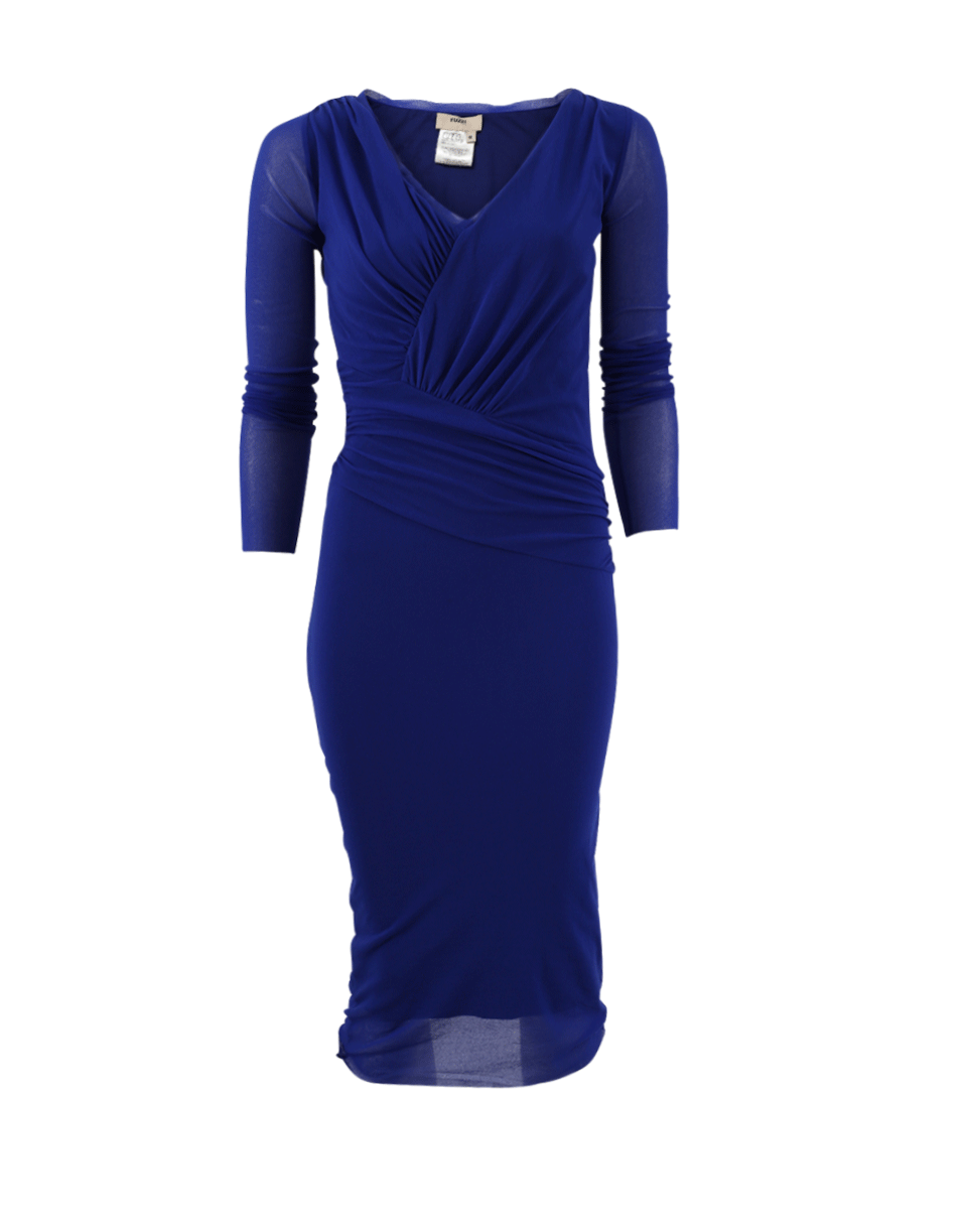 FUZZI-Sheer Sleeve Dress-